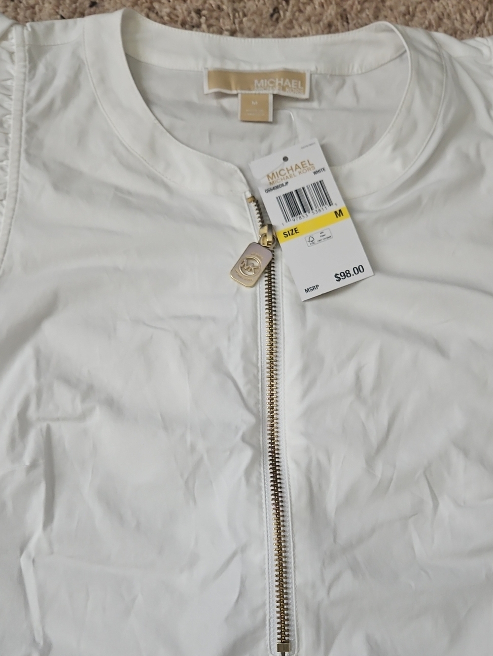 White Half Zip Blouse